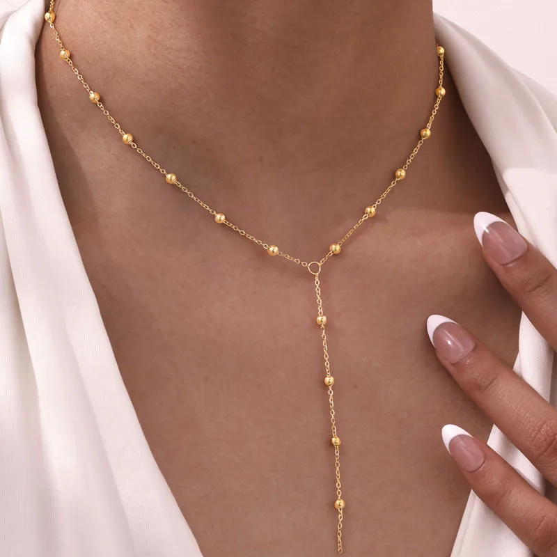 Y Shape Ball Beads Long Chain Lariat Necklace, Stainless Steel Choker Necklace For Women, Summer Fashion Jewelry
Y Shape Ball Beads Long Chain Lariat Necklace, Stainless Steel Choker Necklace For Women, Summer Fashion Jewelry
