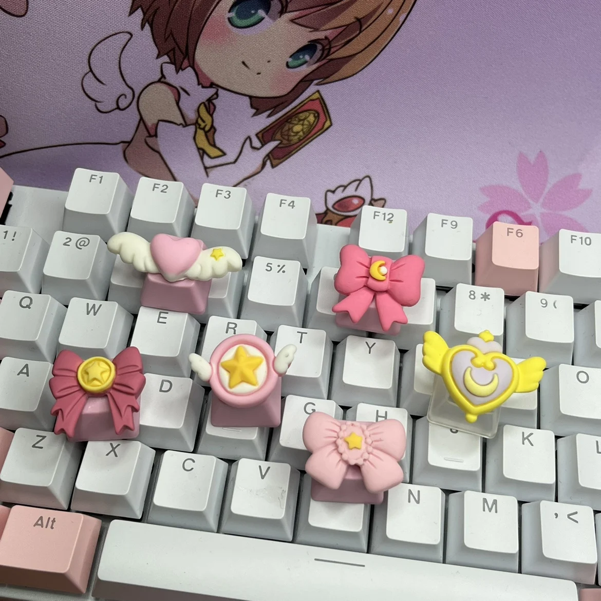 Lovely Girl Pink Bow Key Cap Three-Dimensional Animation Wing Decoration Cross Shaft Mechanical Keyboard Key Cap
Lovely Girl Pink Bow Key Cap Three-Dimensional Animation Wing Decoration Cross Shaft Mechanical Keyboard Key Cap