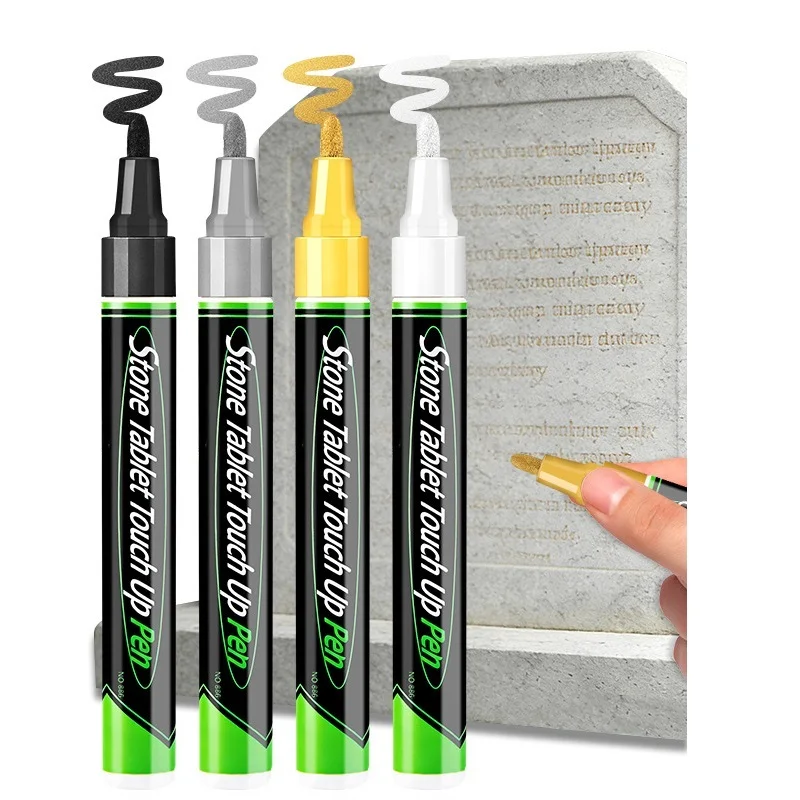 4 Pieces Waterproof Stone Touch-up Pen 4 Colors Black Gold Quick Drying Tombstone Marker Pen for Restoring Gravestone Lettering
4 Pieces Waterproof Stone Touch-up Pen 4 Colors Black Gold Quick Drying Tombstone Marker Pen for Restoring Gravestone Lettering