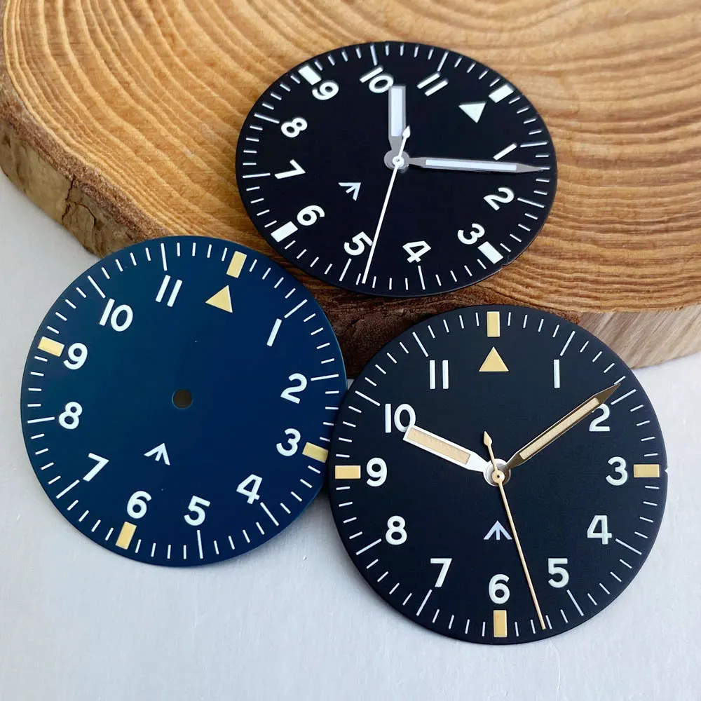 New 33.5mm Pilot Watch Dial Face Black/blue for NH35 NH36 ETA 2824 VH31 Movement Men Watch Parts Accessories Arabic numerals
New 33.5mm Pilot Watch Dial Face Black/blue for NH35 NH36 ETA 2824 VH31 Movement Men Watch Parts Accessories Arabic numerals