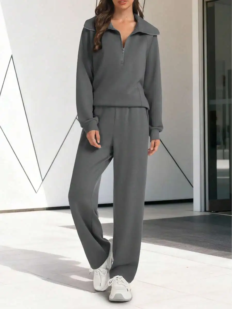 Womens 2 Piece Set Lapel Half Zip Sweatshirt And Sweatpants Casual Lounge Matching Outfit
Womens 2 Piece Set Lapel Half Zip Sweatshirt And Sweatpants Casual Lounge Matching Outfit