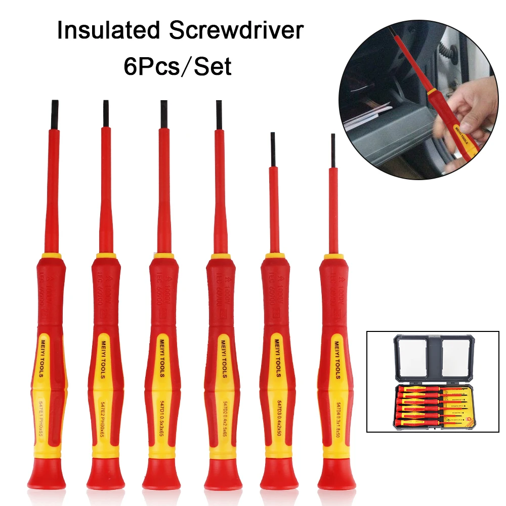 Portable Car Repair Tool Insulated Screwdriver Set Plum Blossom Head Slotted Head 6Pcs/Set Convenient With Case Magnetic 1000V
Portable Car Repair Tool Insulated Screwdriver Set Plum Blossom Head Slotted Head 6Pcs/Set Convenient With Case Magnetic 1000V