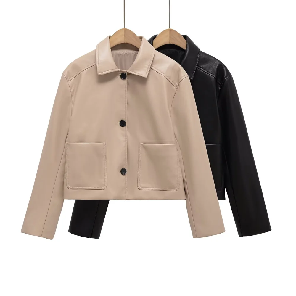 BMURHMZA women's new shirt collar long sleeved single breasted smart commuting style short texture PU anti leather jacket
BMURHMZA women's new shirt collar long sleeved single breasted smart commuting style short texture PU anti leather jacket