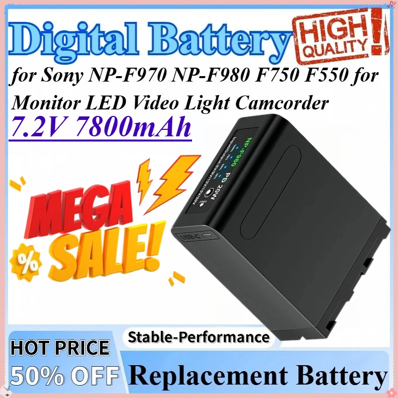 7.2V 7800mAh Digital Battery Replacement Battery For Sony NP-F980 NP-F970 F550 F750 For Monitor LED Video Light Camcorder
7.2V 7800mAh Digital Battery Replacement Battery For Sony NP-F980 NP-F970 F550 F750 For Monitor LED Video Light Camcorder
