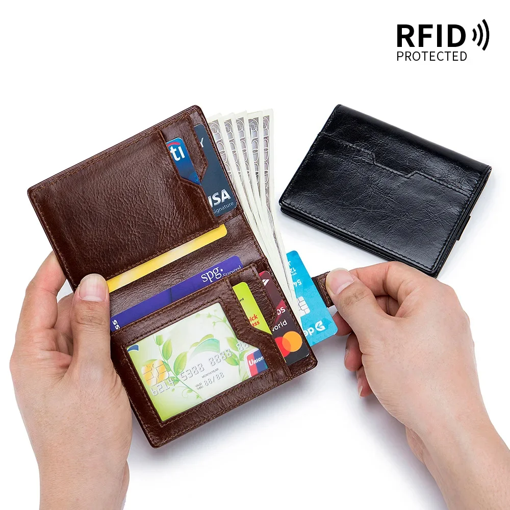 Винтажный ультратонкий короткий кошелек с верхней отделением для карт и RFID-защитой
Винтажный ультратонкий короткий кошелек с верхней отделением для карт и RFID-защитой