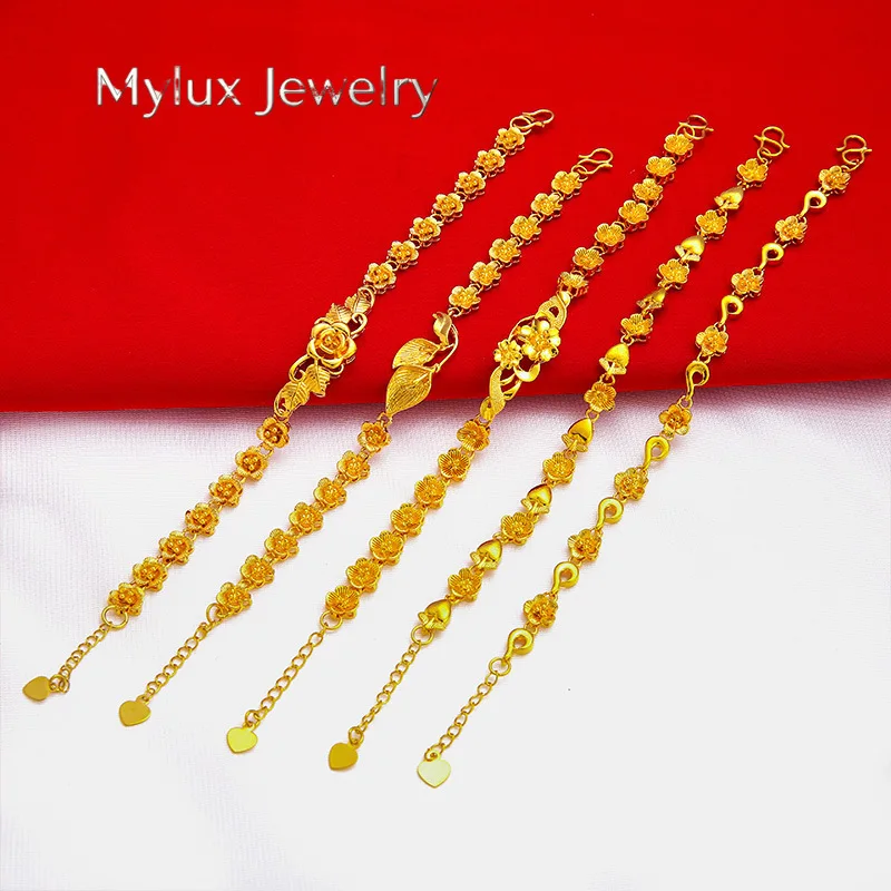 Mylux Jewelry Vintage Single-Row Flower Bracelet for Women, 24K Gold, AU999 | Minimalist petal design with 4MM gold beads, subtl
Mylux Jewelry Vintage Single-Row Flower Bracelet for Women, 24K Gold, AU999 | Minimalist petal design with 4MM gold beads, subtl