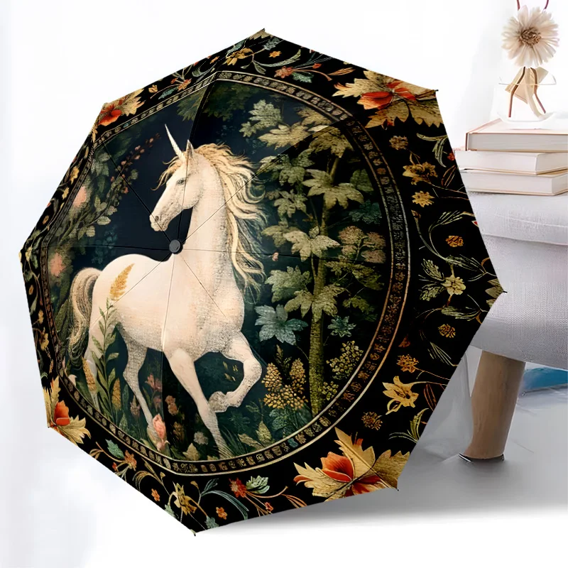 Складной зонт с единорогом, модный автоматически открывающийся дизайн, 8, железные ребрышки, пластиковая ручка, складной солнцезащитный козырек, идеальные праздничные подарки 
Складной зонт с единорогом, модный автоматически открывающийся дизайн, 8, железные ребрышки, пластиковая ручка, складной солнцезащитный козырек, идеальные праздничные подарки