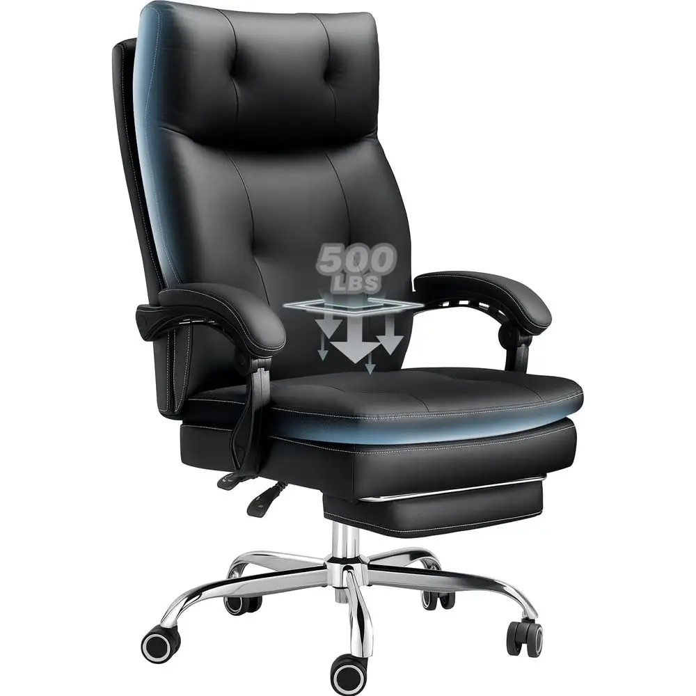 Heavy-Duty 500lb Capacity Office Chair with Footrest, PU Leather, Spring Cushion, Class 4 Gas Lift - Black
Heavy-Duty 500lb Capacity Office Chair with Footrest, PU Leather, Spring Cushion, Class 4 Gas Lift - Black