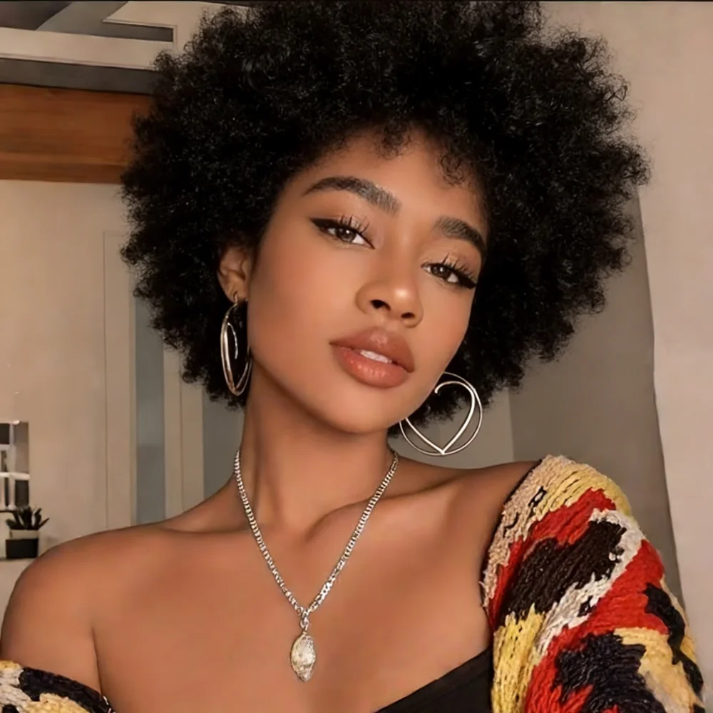 Парик из натуральных волос Afro Kinky Curly Pixie, полностью машинной работы, без спутывания, минимальное выпадение волос, короткий кудрявый парик с имитацией натуральной кожи головы
Парик из натуральных волос Afro Kinky Curly Pixie, полностью машинной работы, без спутывания, минимальное выпадение волос, короткий кудрявый парик с имитацией натуральной кожи головы