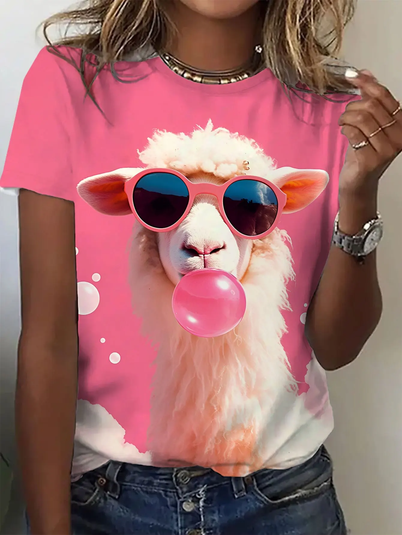 Women Fun Sheep Print T-shirt Round Neck T-shirt 2025 New Women Sportswear Quick Drying Breathable Short Sleeve Sportswear
Women Fun Sheep Print T-shirt Round Neck T-shirt 2025 New Women Sportswear Quick Drying Breathable Short Sleeve Sportswear