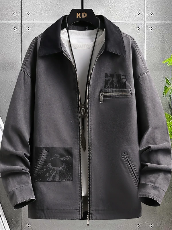 Casual Loose Men's Jaet Color Blo Collar Zipper Closure Cotton Workwear Ro Sle Spring Autumn New Trend Outerwear
Casual Loose Men's Jaet Color Blo Collar Zipper Closure Cotton Workwear Ro Sle Spring Autumn New Trend Outerwear