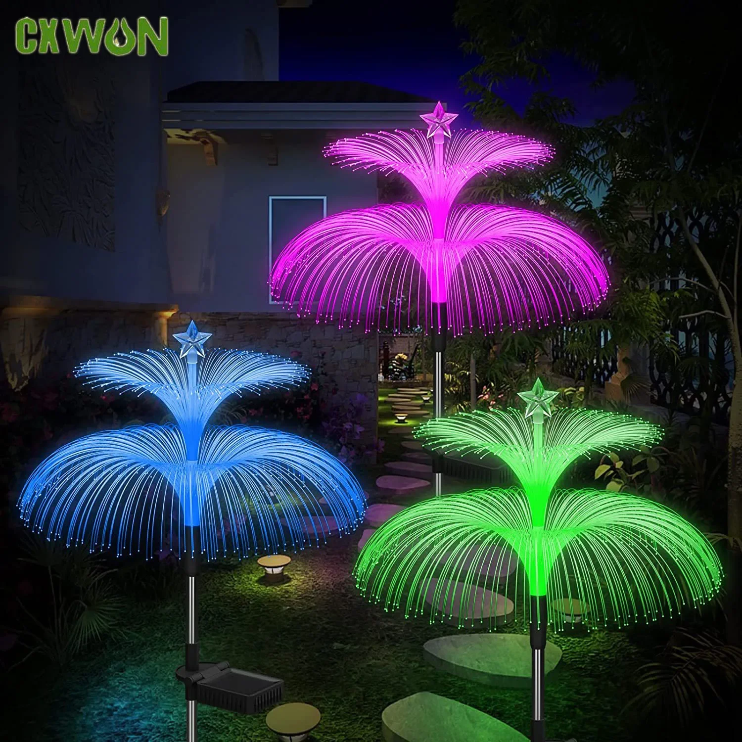 Waterproof Solar Garden Lights Upgraded Panel Colorful Changing Star Flower Yard Home Decor Solar Power Lamp
Waterproof Solar Garden Lights Upgraded Panel Colorful Changing Star Flower Yard Home Decor Solar Power Lamp