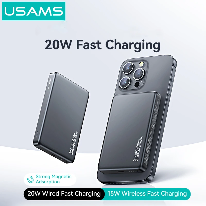 USAMS PD20W 10000mAh Magnetic Wireless Power Bank Fast Charging for iPhone 16 15 Portable Aluminium Alloy Powerbank for Phone
USAMS PD20W 10000mAh Magnetic Wireless Power Bank Fast Charging for iPhone 16 15 Portable Aluminium Alloy Powerbank for Phone