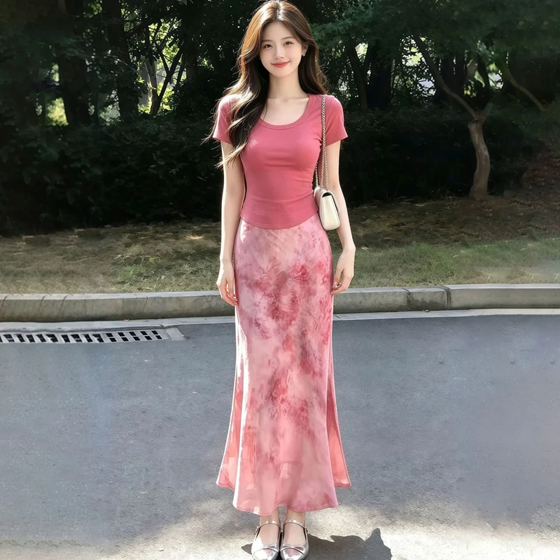 2026 Summer Gentle Pink polka dot Skirts Sets for Women Korean Short Sleeve waist cinching T-shirt Slim Fit Temperament Skirts
2026 Summer Gentle Pink polka dot Skirts Sets for Women Korean Short Sleeve waist cinching T-shirt Slim Fit Temperament Skirts