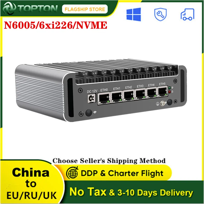 6 LAN 2,5G промышленный мини-ПК без вентилятора Pentium N6005 Celeron N5105 Intel i226 2500M 2 * DDR4 NVMe SSD маршрутизатор pfSense RS232 COM
6 LAN 2,5G промышленный мини-ПК без вентилятора Pentium N6005 Celeron N5105 Intel i226 2500M 2 * DDR4 NVMe SSD маршрутизатор pfSense RS232 COM
