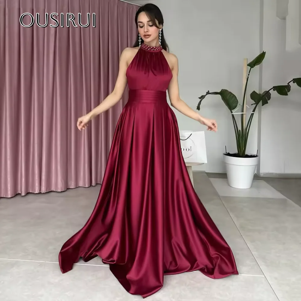 A Line Satin Beaded Halter Evening Dresses Sexy Backless Sweep Train Special Occasion Formal Party Dress Customized فساتين سهرة
A Line Satin Beaded Halter Evening Dresses Sexy Backless Sweep Train Special Occasion Formal Party Dress Customized فساتين سهرة