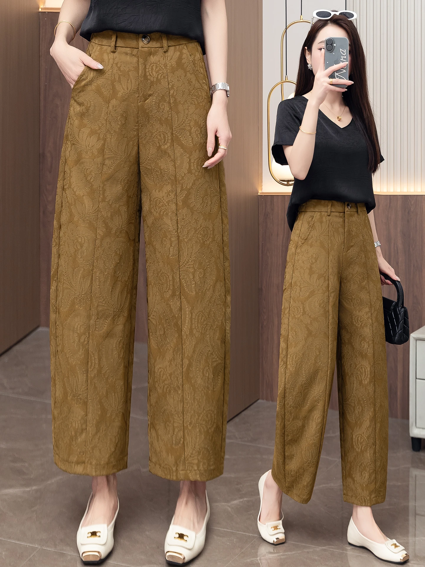 New Chinese Style Embroidered Belted Knife-Shape Pants Women's Summer Thin High Waist Slimming Nine-Piece Casual Cabbage Pants
New Chinese Style Embroidered Belted Knife-Shape Pants Women's Summer Thin High Waist Slimming Nine-Piece Casual Cabbage Pants