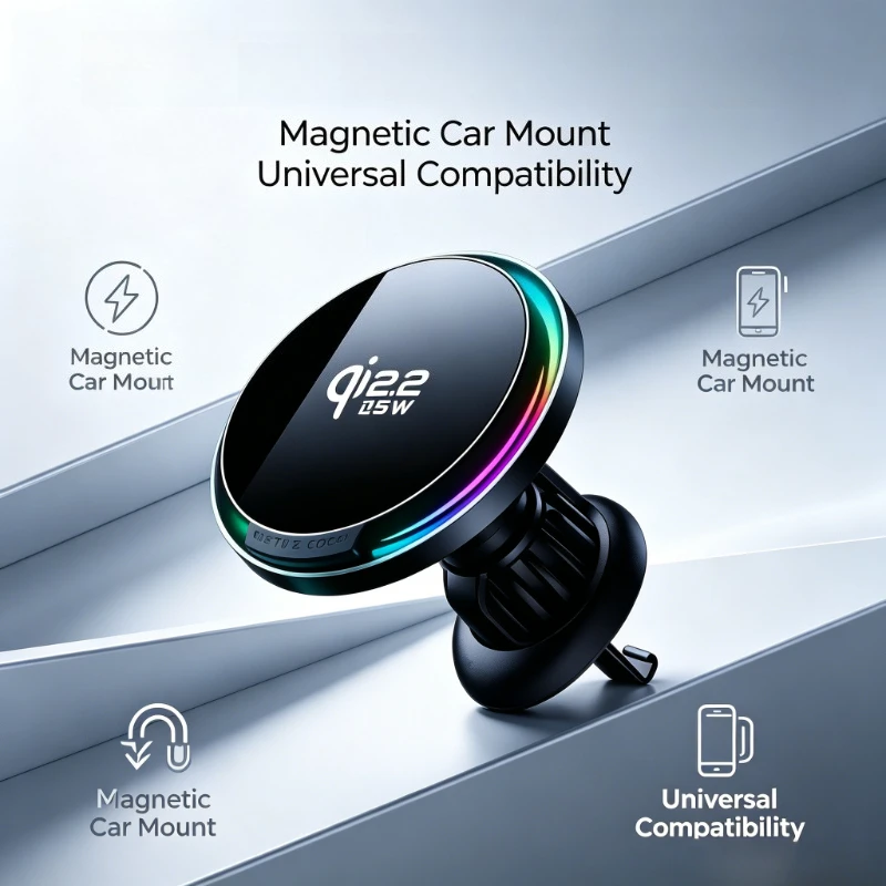 Qi2.2 25W Magnetic Wireless Car Charger RGB Light Air Vent Mount Strong Magnet For Magsafe iPhone 12-17 Pro Max Car Daily Use
Qi2.2 25W Magnetic Wireless Car Charger RGB Light Air Vent Mount Strong Magnet For Magsafe iPhone 12-17 Pro Max Car Daily Use