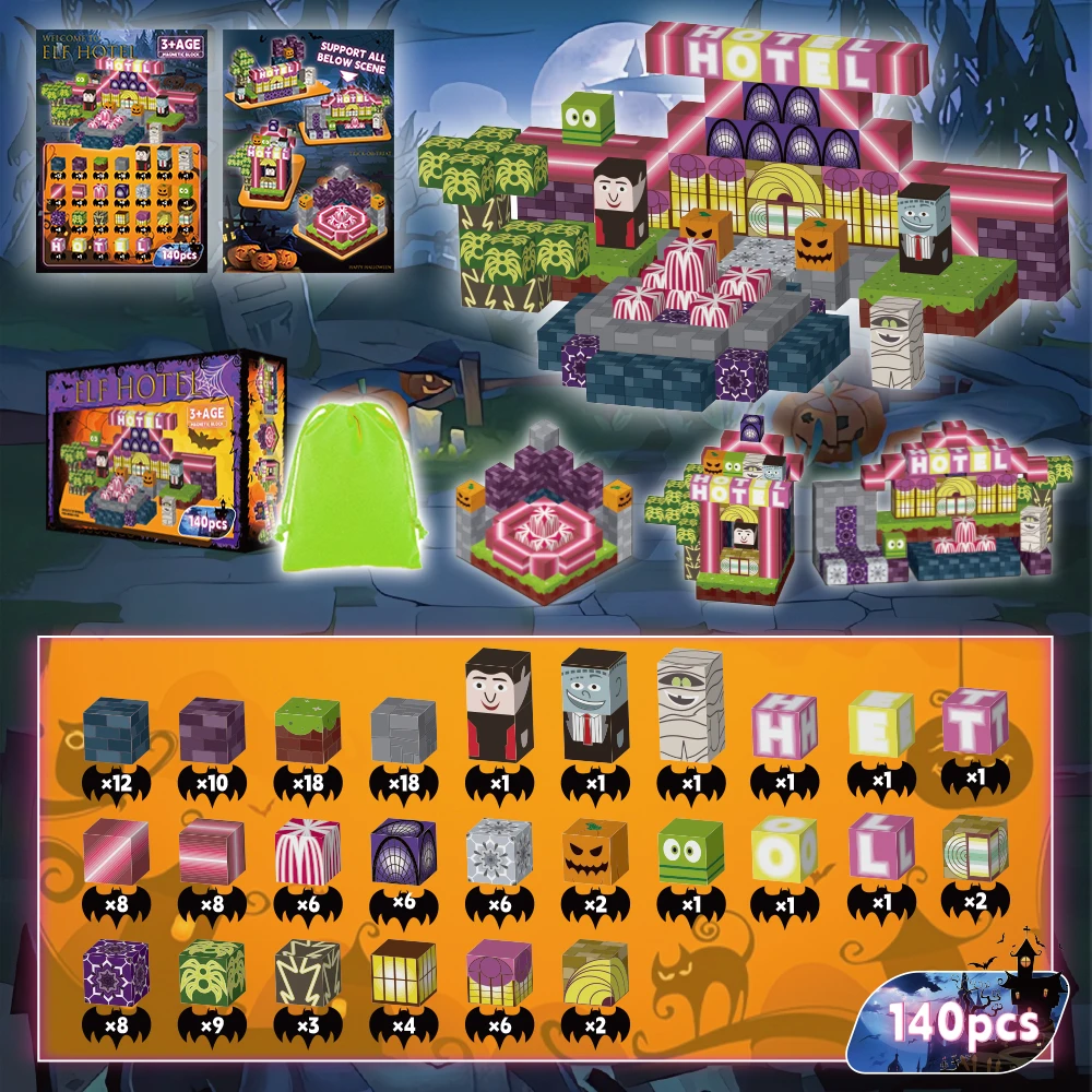 Magnetic block building hotel - Pumpkin, Mummy, Vampire - Halloween-style boys and girls' birthday and Christmas gifts
Magnetic block building hotel - Pumpkin, Mummy, Vampire - Halloween-style boys and girls' birthday and Christmas gifts