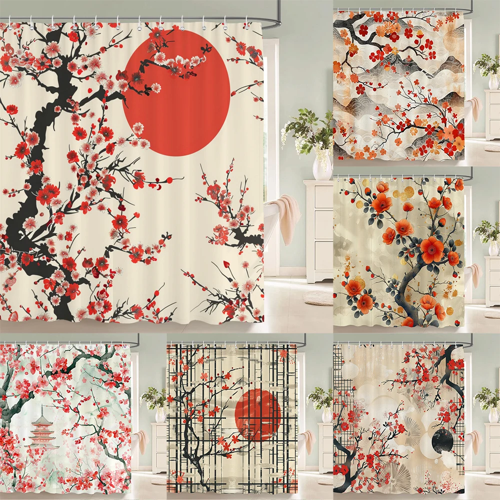 Japanese Style Flowers Bird Shower Curtain Abstract Mountain Red Floral Plant Ink Art Landscape Fabric Decor Bathroom Curtains
Japanese Style Flowers Bird Shower Curtain Abstract Mountain Red Floral Plant Ink Art Landscape Fabric Decor Bathroom Curtains