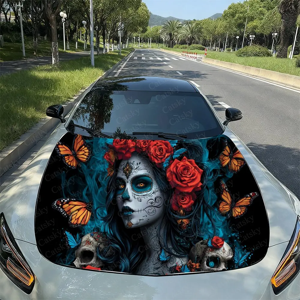 Gothic Sugar Skull & Roses Lady Car Vinyl Wrap, PVC Waterproof Car Hood Sticker, Self-Adhesive Scratch-Resistant Stickers
Gothic Sugar Skull & Roses Lady Car Vinyl Wrap, PVC Waterproof Car Hood Sticker, Self-Adhesive Scratch-Resistant Stickers