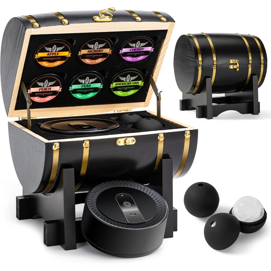 Electric Whiskey Smoker Kit with Wooden Display Barrel Rechargeable Cocktail Smoker Kit with 6 Premium Wood Chips for Old Fashi
Electric Whiskey Smoker Kit with Wooden Display Barrel Rechargeable Cocktail Smoker Kit with 6 Premium Wood Chips for Old Fashi