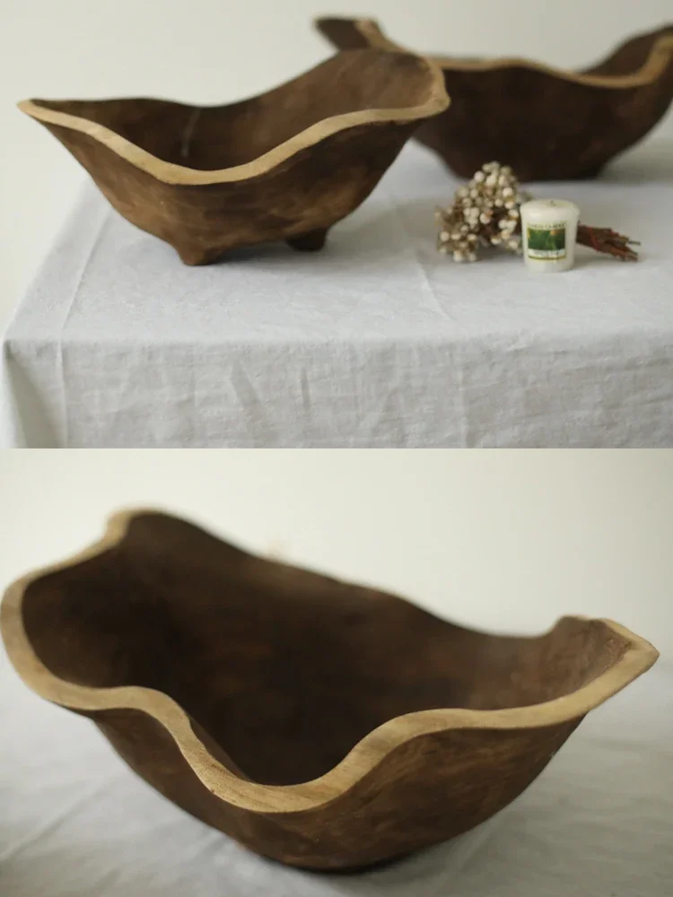 Large solid wood fruit plate irregular handmade fruit pot retro old home B & B hotel personalized decoration without paint
Large solid wood fruit plate irregular handmade fruit pot retro old home B & B hotel personalized decoration without paint