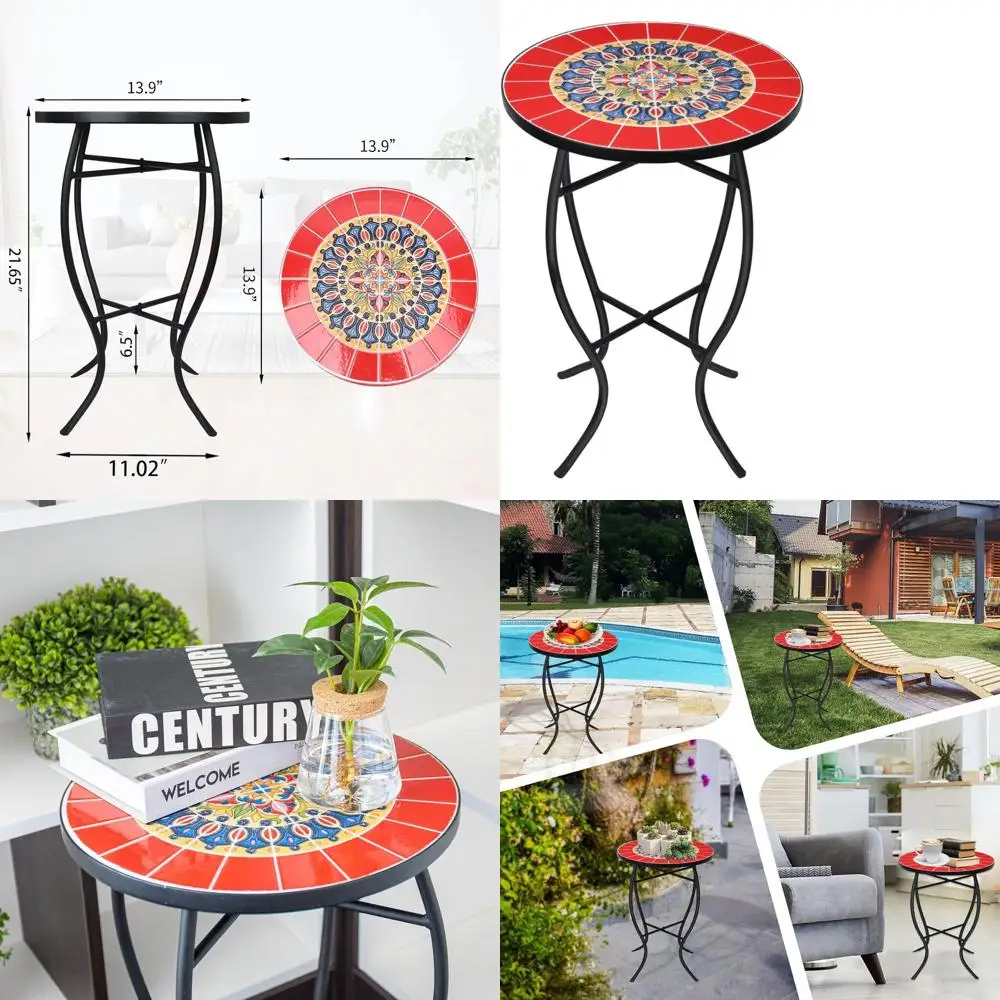Круглый приставной столик для патио, 14 дюймов, маленький уличный акцентный столик для использования в помещении, сада, бистро, балкона, на газоне - Красный
Круглый приставной столик для патио, 14 дюймов, маленький уличный акцентный столик для использования в помещении, сада, бистро, балкона, на газоне - Красный