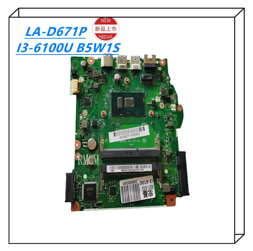 LA-D671P Original for ACER ES1-572 Laptop motherboard ES1-572 I3-6100U B5W1S tested good free shipping 100% tested good
LA-D671P Original for ACER ES1-572 Laptop motherboard ES1-572 I3-6100U B5W1S tested good free shipping 100% tested good