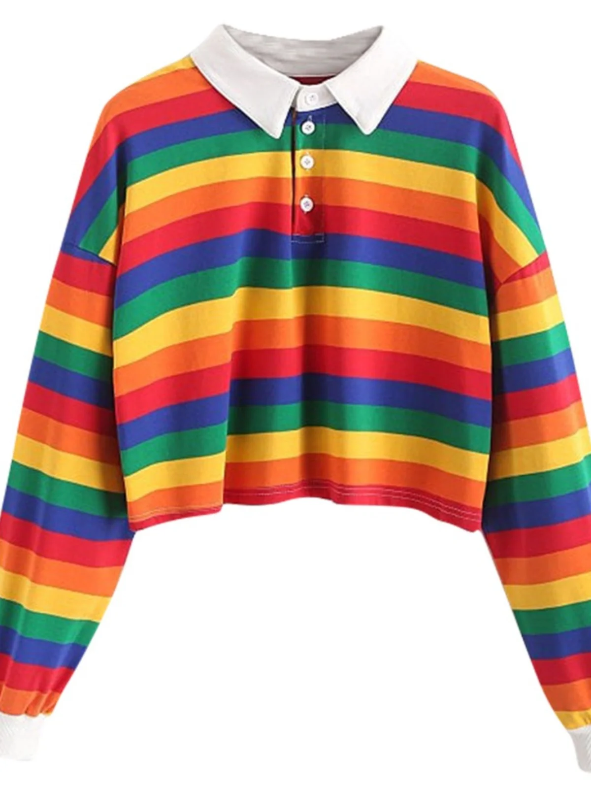 Rainbow Striped Navel Top Women's Street Style Long Sleeve Loose Fit Hoodie Pure Color round Neck Pullover Autumn Fashion
Rainbow Striped Navel Top Women's Street Style Long Sleeve Loose Fit Hoodie Pure Color round Neck Pullover Autumn Fashion