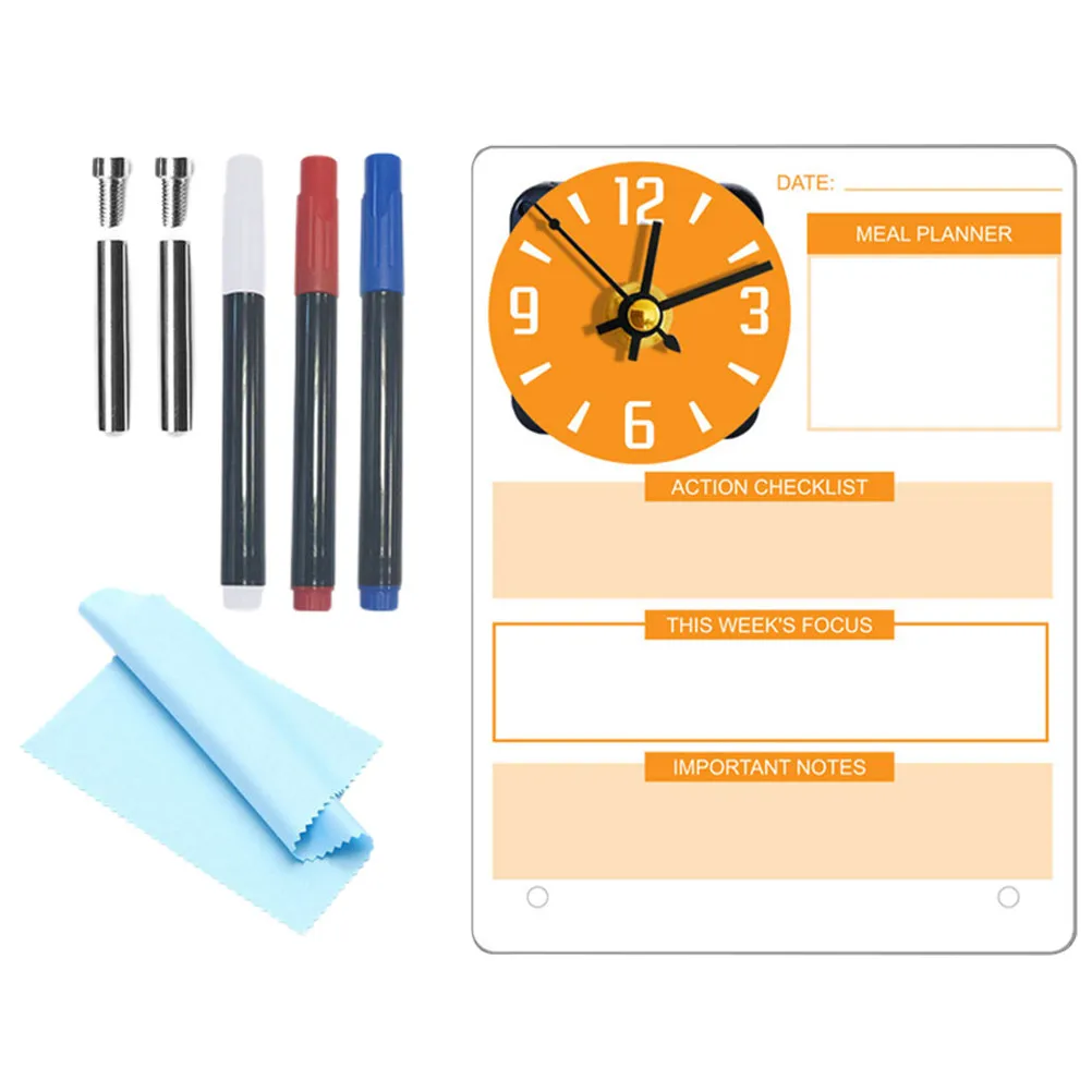 1Set Acrylic Dry Erase Planner Board with Built-in Wall Clock Desktop Memo Board for Home Office Study to Do List Organization
1Set Acrylic Dry Erase Planner Board with Built-in Wall Clock Desktop Memo Board for Home Office Study to Do List Organization
