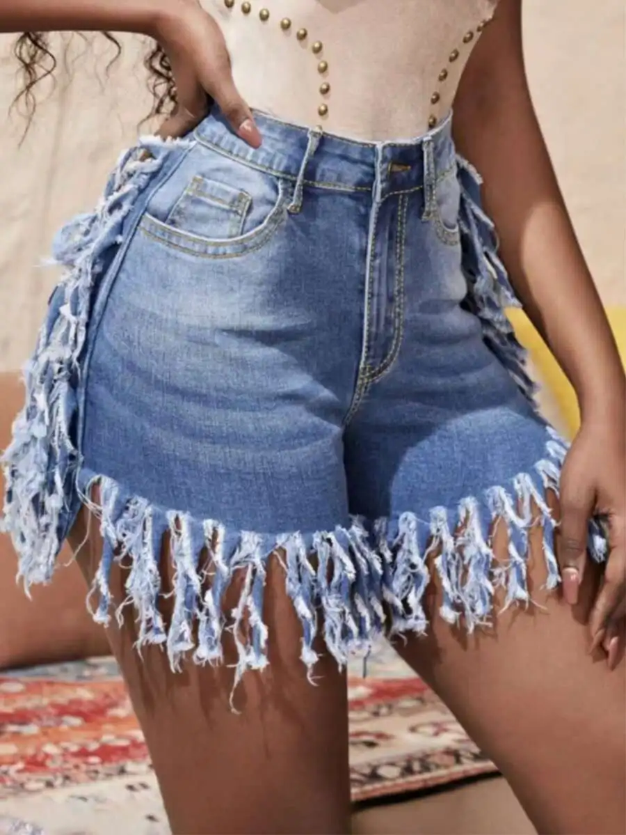 Womens Fringe Denim Shorts High Waist Elastic Washed Casual Summer
Womens Fringe Denim Shorts High Waist Elastic Washed Casual Summer
