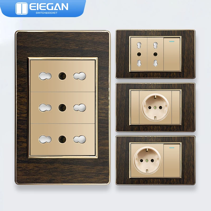 ELEGAN Gold imitation Dark vintage wood grain Italian Standard socket Double Usb 2.1A Type C wall socket switch Home Decoration
ELEGAN Gold imitation Dark vintage wood grain Italian Standard socket Double Usb 2.1A Type C wall socket switch Home Decoration