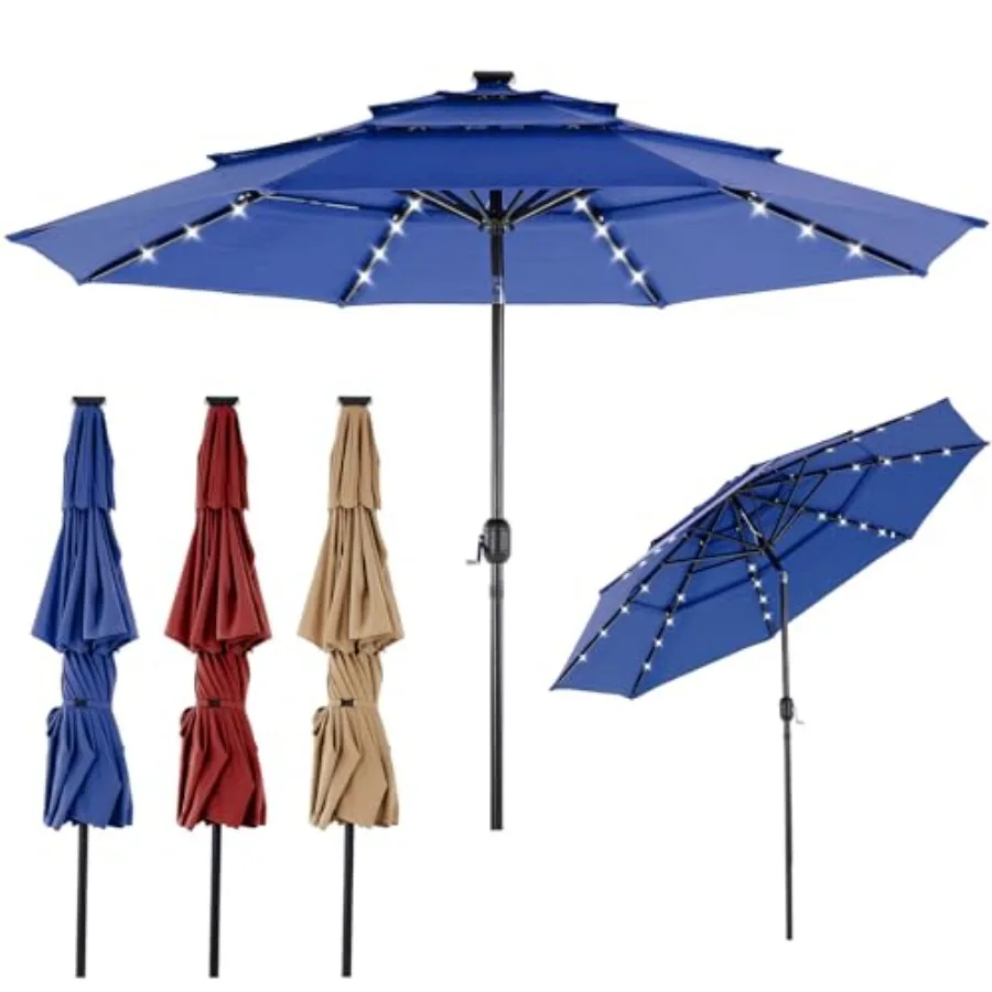 10Feet 3 Tier Patio Umbrella with 32 LED Lights, 8 Ribs Outdoor Table Umbrella with Crank, Waterproof Market Umbrella for Pool,
10Feet 3 Tier Patio Umbrella with 32 LED Lights, 8 Ribs Outdoor Table Umbrella with Crank, Waterproof Market Umbrella for Pool,