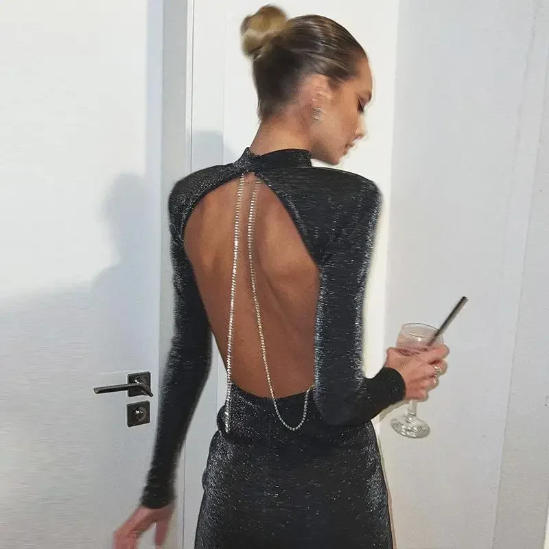 Sexy Backless Chain Glitter Party Dress for Women Clothes Vestido Elegant Outfits Autumn Long Sleeve Mini Dresses
Sexy Backless Chain Glitter Party Dress for Women Clothes Vestido Elegant Outfits Autumn Long Sleeve Mini Dresses