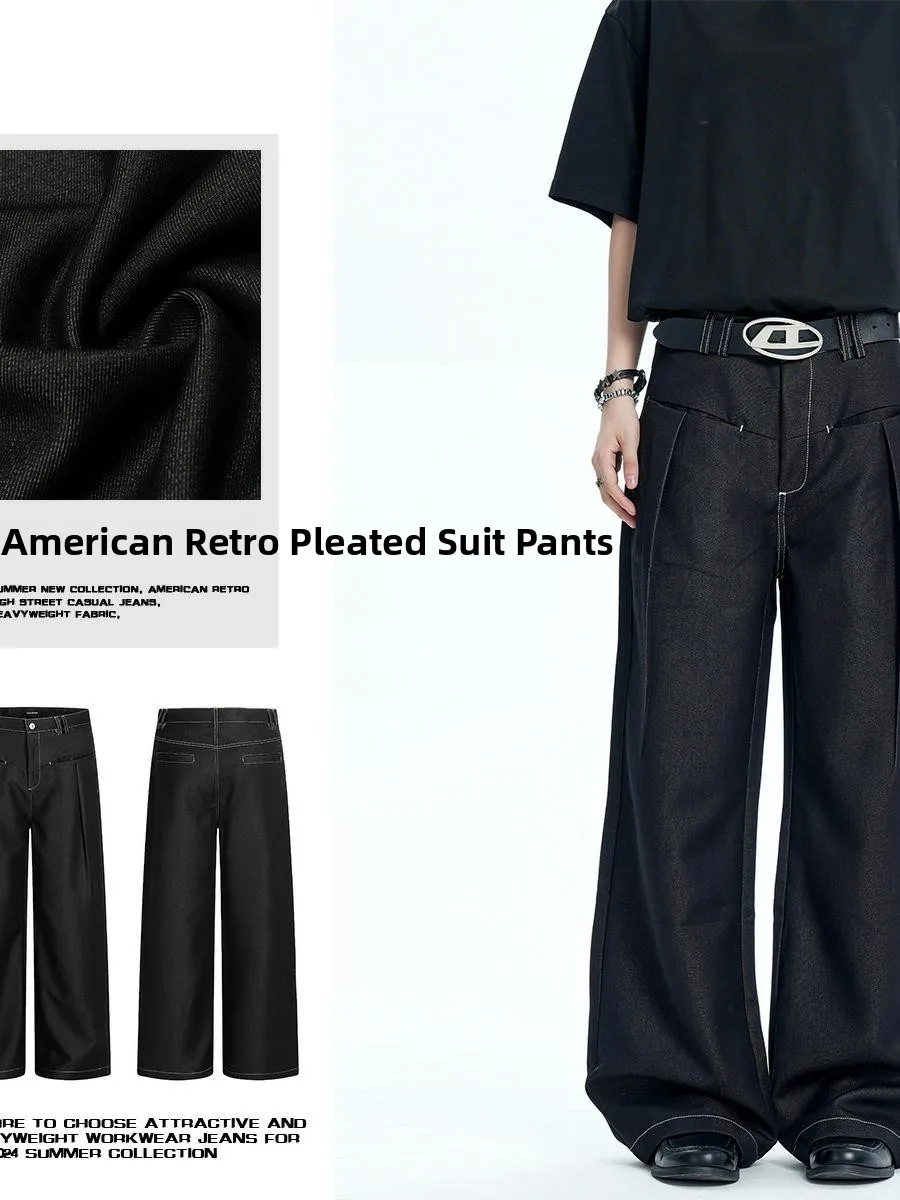 Мужские и женские прямые брюки в стиле ретро, американские брюки с драпировкой, оригинальные цветные длинные брюки с высокой талией Sensation
Мужские и женские прямые брюки в стиле ретро, американские брюки с драпировкой, оригинальные цветные длинные брюки с высокой талией Sensation