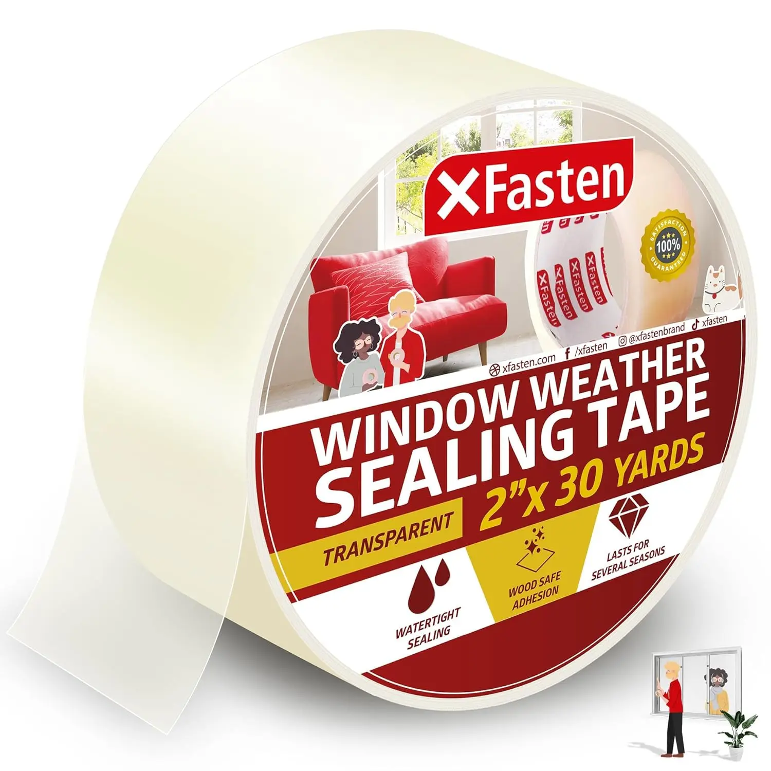 Clear Window Weather Sealing Tape, 2-Inch x 30 Yards, Draft Isolation Film, No Residue
Clear Window Weather Sealing Tape, 2-Inch x 30 Yards, Draft Isolation Film, No Residue