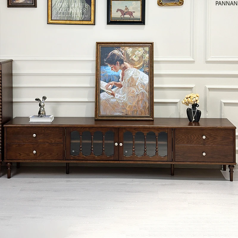French retro pure solid wood walnut TV cabinet American storage living room floor cabinet
French retro pure solid wood walnut TV cabinet American storage living room floor cabinet
