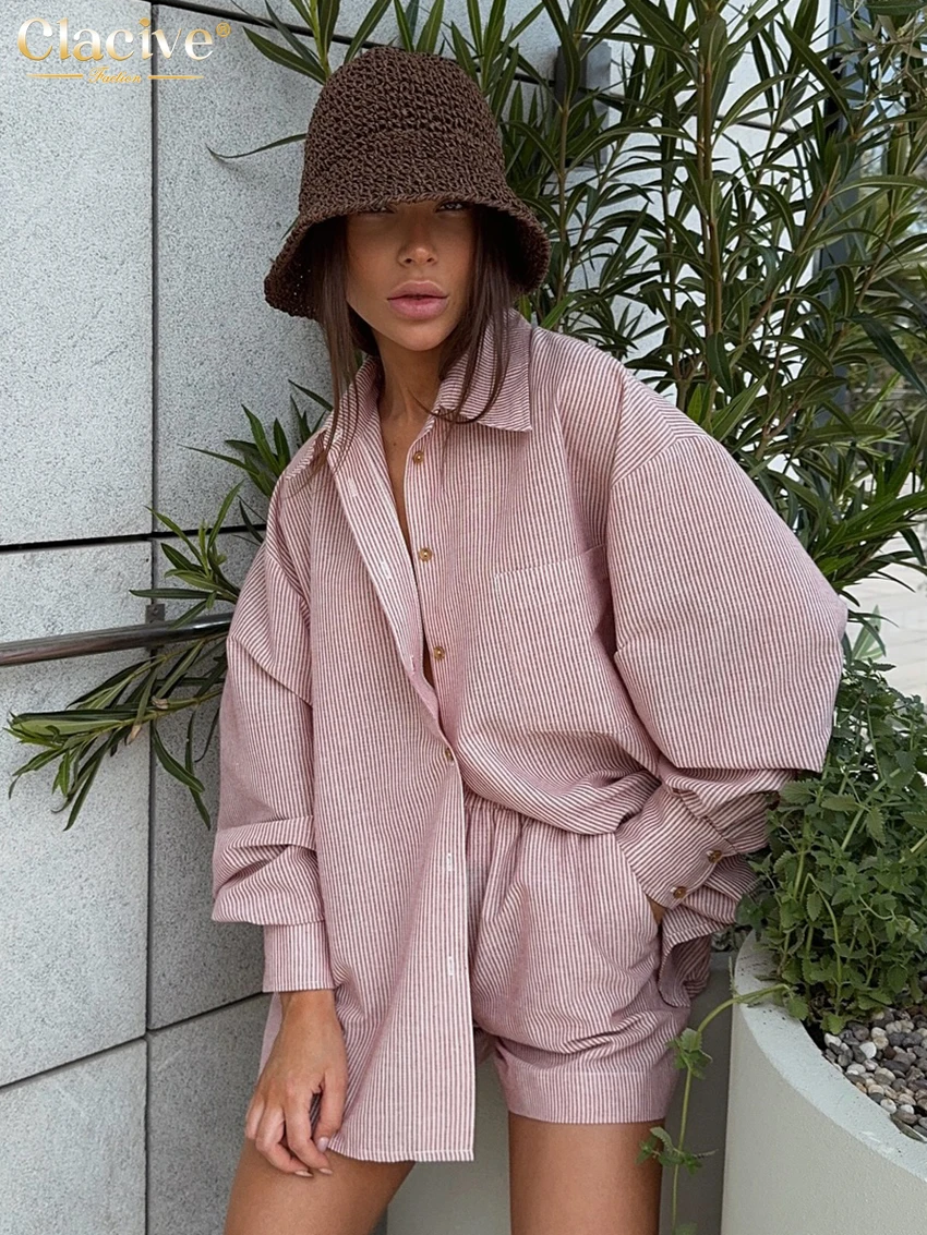 Clacive Fashion Loose Red Stripe Women's Two Pieces Set 2025 Elegant Long Sleeve Shirt With High Waist Shorts Set Female Clothes
Clacive Fashion Loose Red Stripe Women's Two Pieces Set 2025 Elegant Long Sleeve Shirt With High Waist Shorts Set Female Clothes