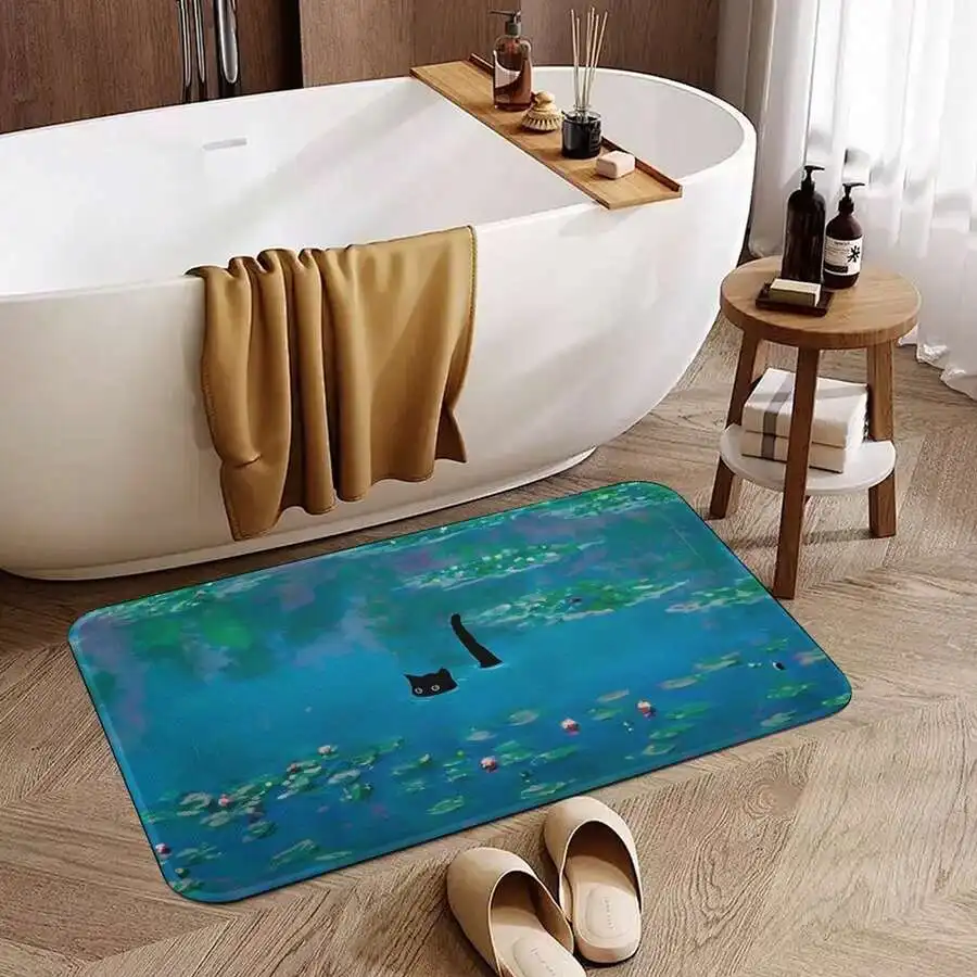 Style Water Lily Pond Black Cat Doormat, 2D Non‑Slip Absorbent Washable Soft Flannel Floor Mat, Flannel Bath Rug For Bathroom
Style Water Lily Pond Black Cat Doormat, 2D Non‑Slip Absorbent Washable Soft Flannel Floor Mat, Flannel Bath Rug For Bathroom