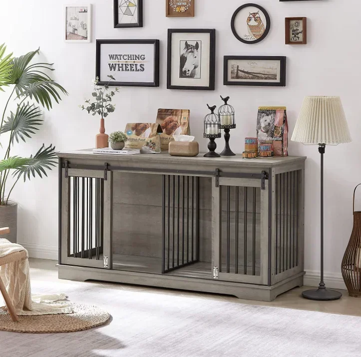 Large Dog Crate Furniture For 2 Dog Wood Dog Crate Cage Furniture With Removable Divider Sliding Door TV Stand Indoor Kennel
Large Dog Crate Furniture For 2 Dog Wood Dog Crate Cage Furniture With Removable Divider Sliding Door TV Stand Indoor Kennel