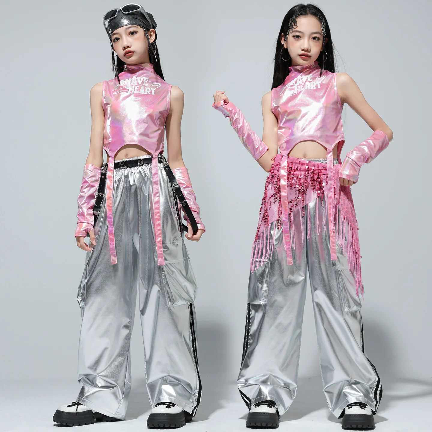 Kids Street Dance Jazz Performance Costumes Girls Hip Hop Clothes Fashion Catwalk Stage Shiny Sleeveless Crop Top Long Pant Suit
Kids Street Dance Jazz Performance Costumes Girls Hip Hop Clothes Fashion Catwalk Stage Shiny Sleeveless Crop Top Long Pant Suit
