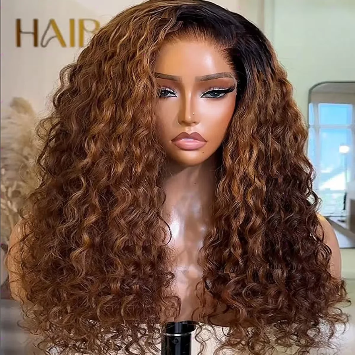 Glueless Ombre Brown Kinky Curly Soft Pre-plucked 26" Long 180 Density Synthetic Lace Front Wig For Women Baby Hair Daily
Glueless Ombre Brown Kinky Curly Soft Pre-plucked 26" Long 180 Density Synthetic Lace Front Wig For Women Baby Hair Daily