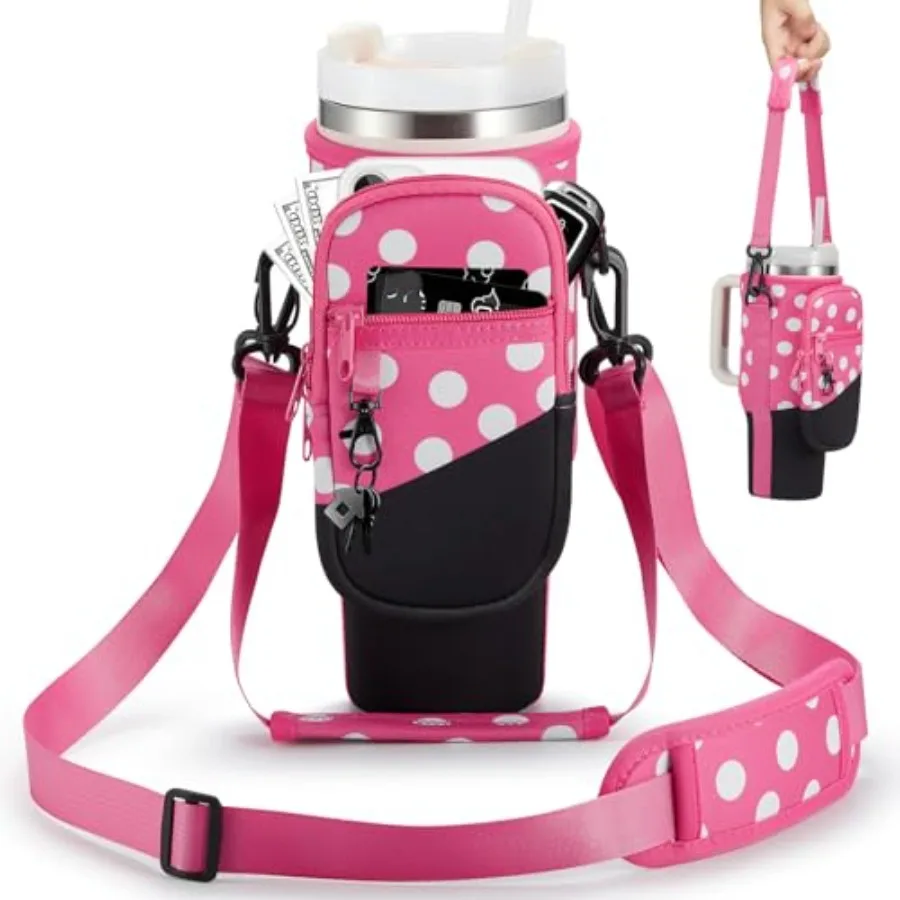 Water Bottle Carrier Bag with Phone Pocket for Stanley 40 and 30 oz Tumbler with Handle, Pink Insulated Neoprene Cup Holder Pou
Water Bottle Carrier Bag with Phone Pocket for Stanley 40 and 30 oz Tumbler with Handle, Pink Insulated Neoprene Cup Holder Pou