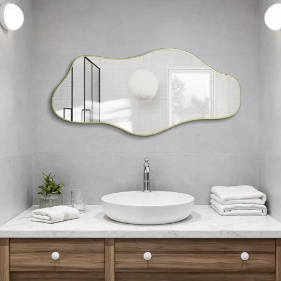 Irregular Wall Mirror, 40"x17.7" Asymmetrical Frameless Mirror, Modern Organic Shaped Mirrors for Living Room Bedroom Hallway E
Irregular Wall Mirror, 40"x17.7" Asymmetrical Frameless Mirror, Modern Organic Shaped Mirrors for Living Room Bedroom Hallway E