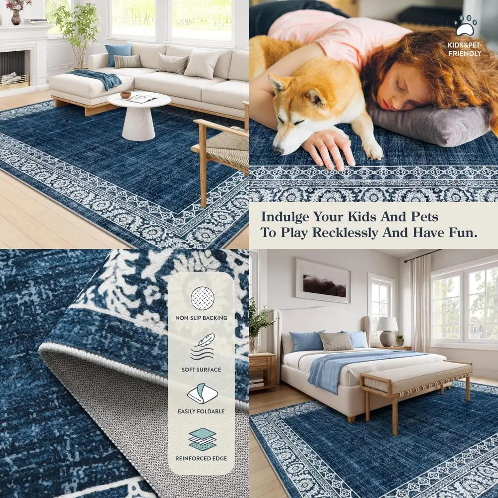 Lahome 8x10 Blue Living Room Rugs - Washable Large Bedroom Floor Coverings, Suitable for Dining Rooms and Under Tables, Bordered
Lahome 8x10 Blue Living Room Rugs - Washable Large Bedroom Floor Coverings, Suitable for Dining Rooms and Under Tables, Bordered