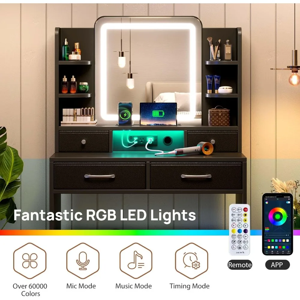 Makeup Vanity Desk with Mirror LED Lights – 11.6" Groove Phone Stand Charging Station 12 Storage Areas for Bedroom Use
Makeup Vanity Desk with Mirror LED Lights – 11.6" Groove Phone Stand Charging Station 12 Storage Areas for Bedroom Use