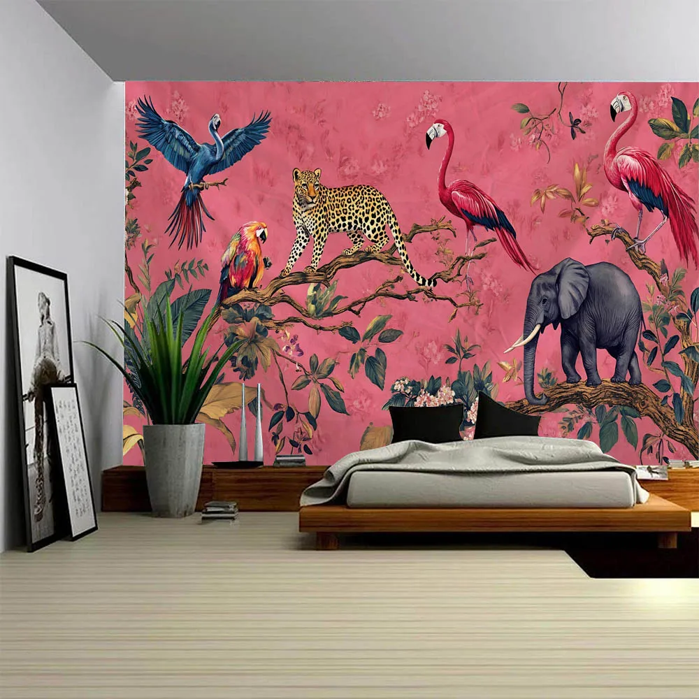 Tropical Rainforest Wall Hanging Tapestry with Bird Animal Lush Jungle Scene European Flower And Bird Background Wall Decoration
Tropical Rainforest Wall Hanging Tapestry with Bird Animal Lush Jungle Scene European Flower And Bird Background Wall Decoration