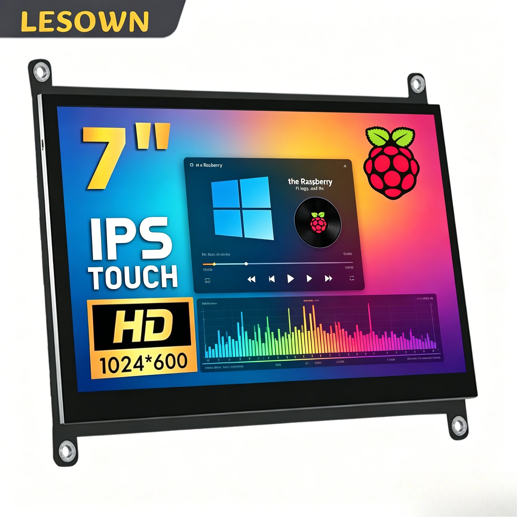 LESOWN Compact 7 Inch Portable Monitor 1024x600 Touchscreen Dual Speaker Audio HDTV Connection for SBC Developer Mini PC
LESOWN Compact 7 Inch Portable Monitor 1024x600 Touchscreen Dual Speaker Audio HDTV Connection for SBC Developer Mini PC