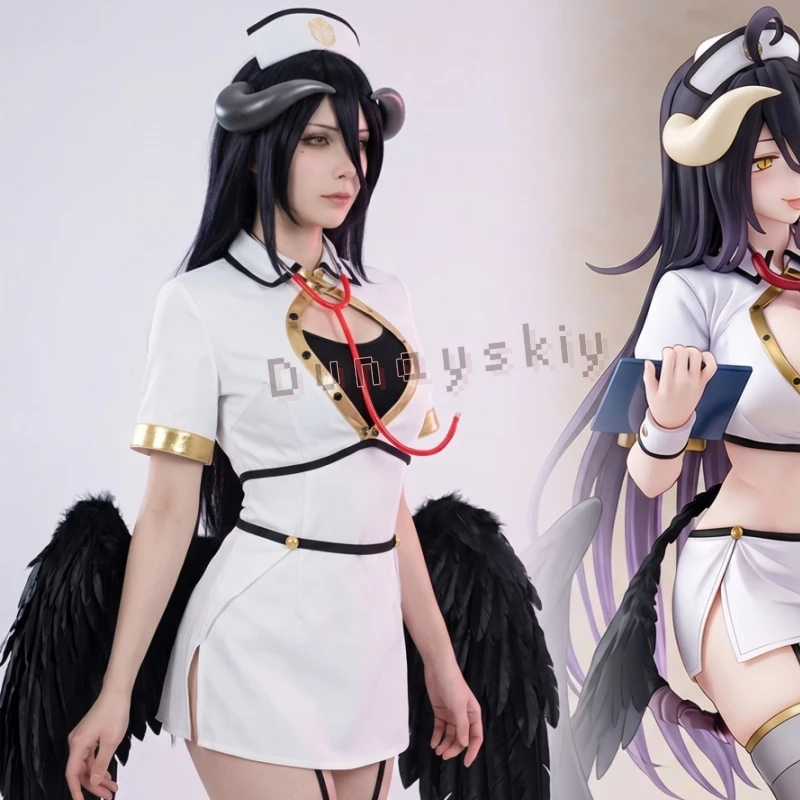 OVERLORD Albedo Gothic Angel Nurse Cosplay Costume Mini Dress With Black Dark Wings Accessory Women Halloween Party Dress Unifor
OVERLORD Albedo Gothic Angel Nurse Cosplay Costume Mini Dress With Black Dark Wings Accessory Women Halloween Party Dress Unifor